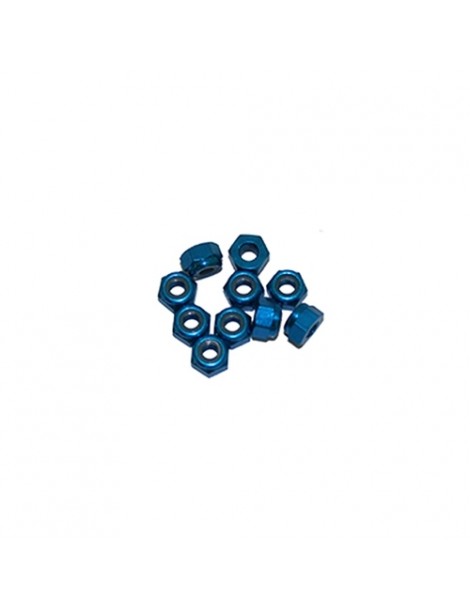 M4/4mm Alu Nylon Lock Nuts Blue, 10 Pcs.