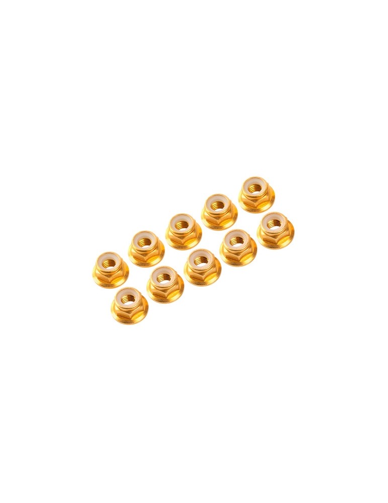 M4/4mm Alu Flanged Nylon Nut Orange, 10 Pcs.
