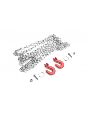 1/10 RC Rock Crawler Accessory 96cm Long Chain and Hook Set Red