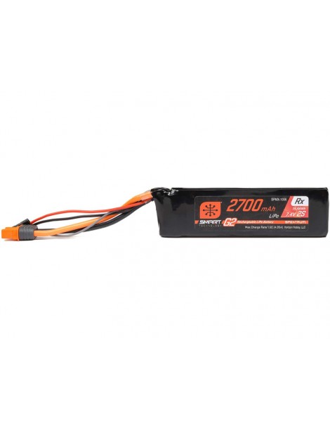 Spektrum 7.4V 2700mAh 2S 15C Smart G2 Receiver LiPo Battery: IC3