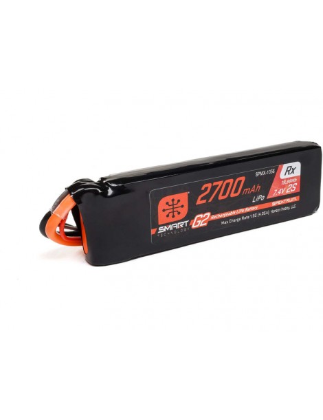 Spektrum 7.4V 2700mAh 2S 15C Smart G2 Receiver LiPo Battery: IC3