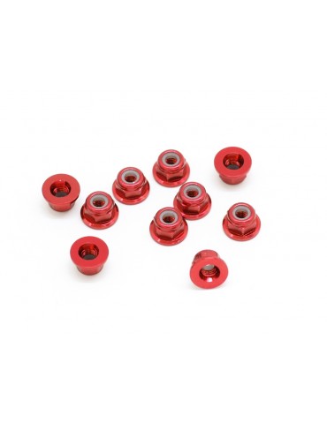 SWORKz Self Locking Nut with Washer Aluminium M3 red (10)