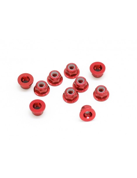 SWORKz Self Locking Nut with Washer Aluminium M3 red (10)