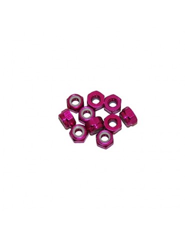 M3 Alu Nylon Lock Nuts Pink, 10 Pcs.