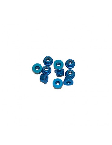 M3 Alu Flanged Nylon Lock Nuts Blue, 10 Pcs.