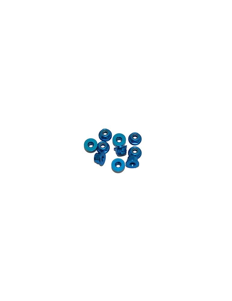 M3 Alu Flanged Nylon Lock Nuts Blue, 10 Pcs.
