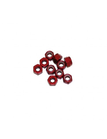 M4/4mm Alu Nylon Lock Nuts Red, 10 Pcs.