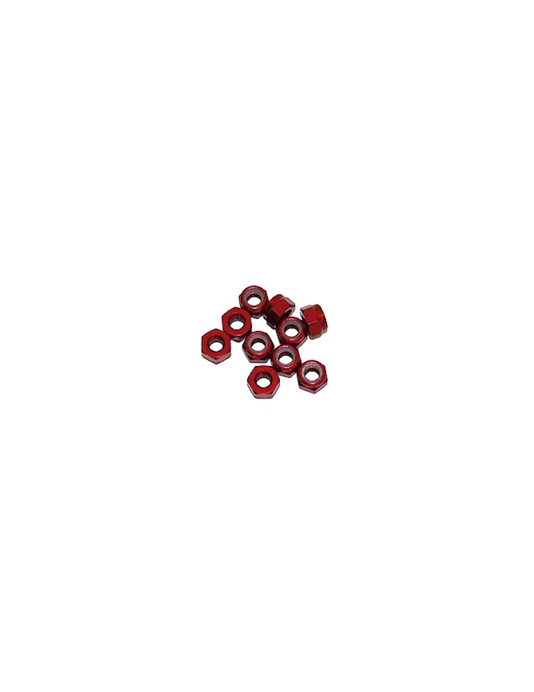 M4/4mm Alu Nylon Lock Nuts Red, 10 Pcs.