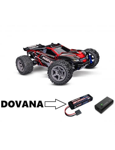 RC modelis Traxxas Rustler 1:10 2BL 4WD RTR + Dovana Raudonas - CyborgShop