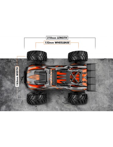 RC modelis Spryte ST Turbo 1/20 4WD Brushless Monster Truck Orange – CyborgShop