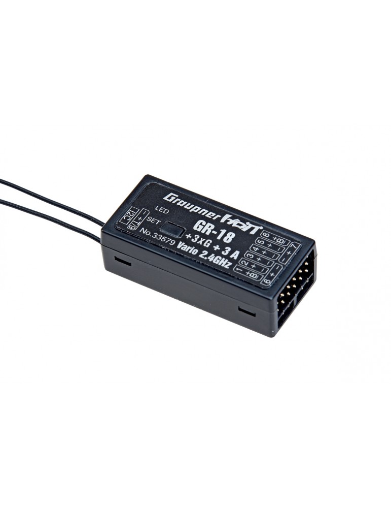 Imtuvas GR-12+3xG HoTT 2.4 GHz 6 kanalų su 3 ašių giroskopu Graupner – CyborgShop