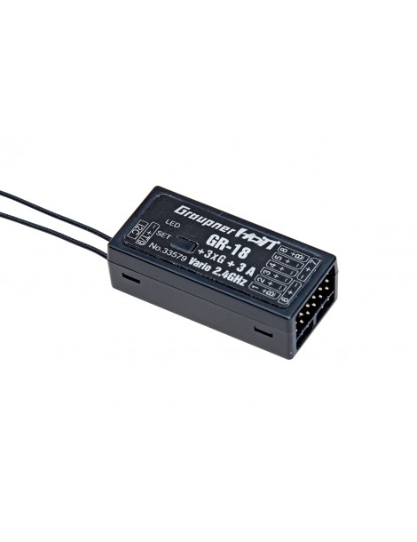 Imtuvas GR-12+3xG HoTT 2.4 GHz 6 kanalų su 3 ašių giroskopu Graupner – CyborgShop