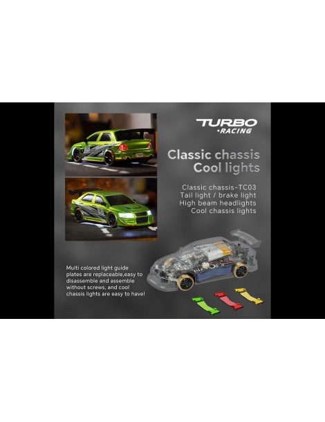 RC modelis C66 DRIFT 1:76 RTR žalias Turbo Racing – CyborgShop