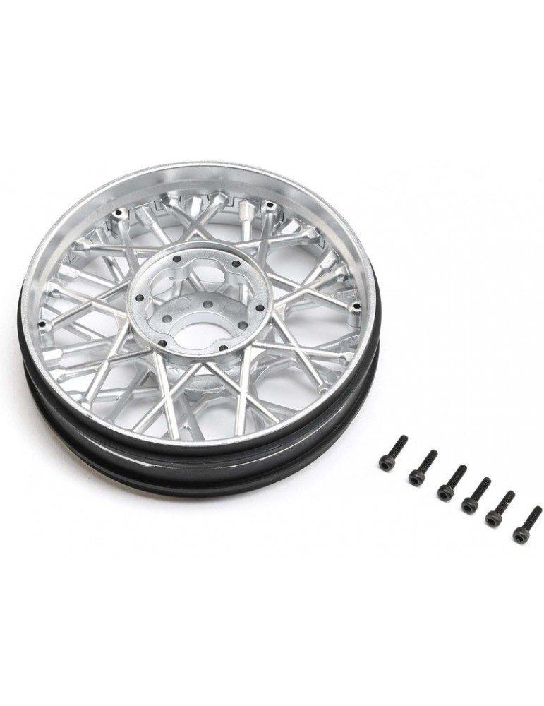 Losi Front Wheel Set, Satin Chrome: PM-SM