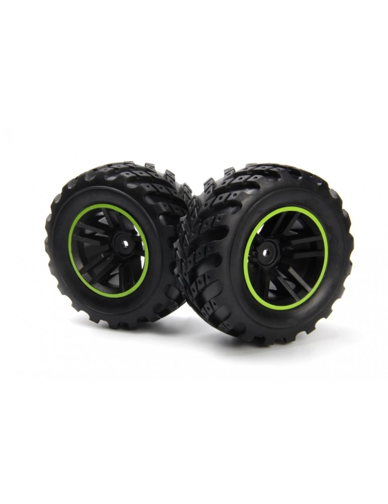 Spryte Wheels/Tires Assembled (Black/Green)