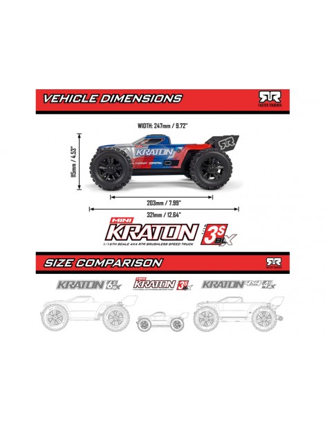 RC modelis Mini Kraton 3S BLX 1:16 RTR ARRMA – CyborgShop
