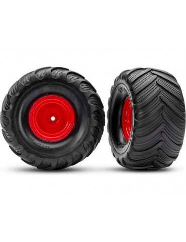 Traxxas Wheels 2.0/3.0", red wheel (offset 29mm), Terra Groove tires (pair)