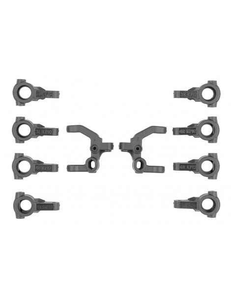 RC10B7.1 FT Caster and Steering Block Set, Carbon