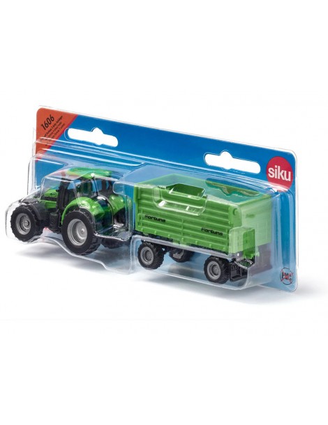 SIKU Blister - DEUTZ-FAHR with Fortuna 4-wheel-trailer