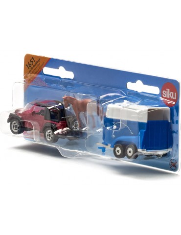 SIKU Blister - Car with Horse Trailer