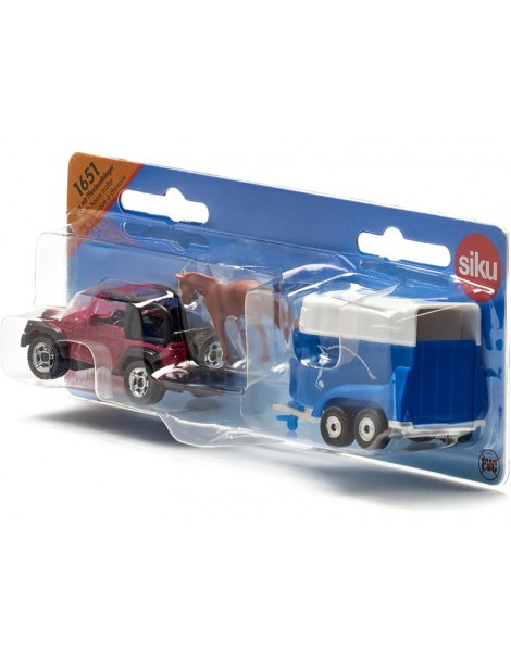 SIKU Blister - Car with Horse Trailer