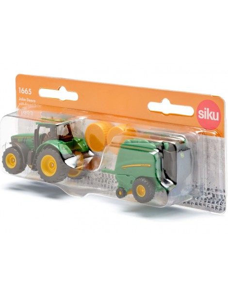 SIKU Blister - John Deere tractor with round baler
