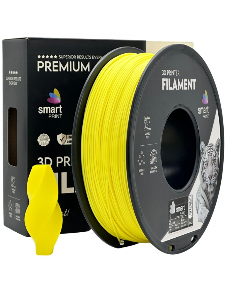 PLA+ plastikas 1.75mm geltonos spalvos 1kg 3D spausdinimo filamentas Smart Print – CyborgShop
