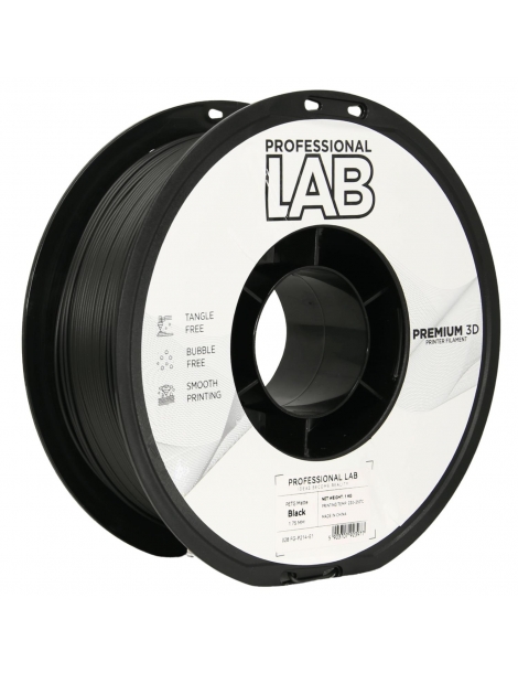 PETG plastikas 1.75mm matinės juodos spalvos 1kg 3D spausdinimo filamentas Prof Lab – CyborgShop
