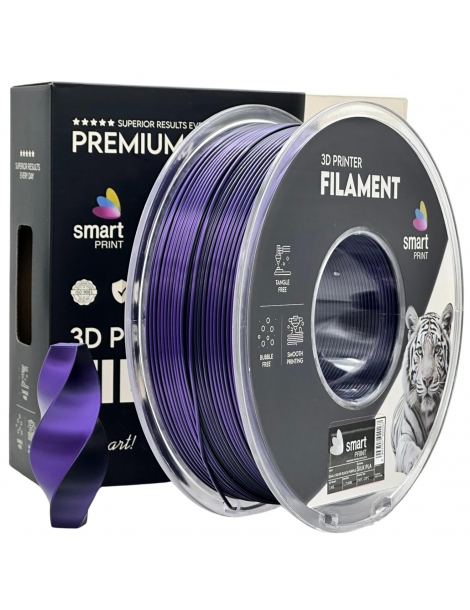 PLA Silk plastikas 1.75mm juodos ir violetinės spalvos 1kg 3D spausdinimo filamentas Smart Print – CyborgShop