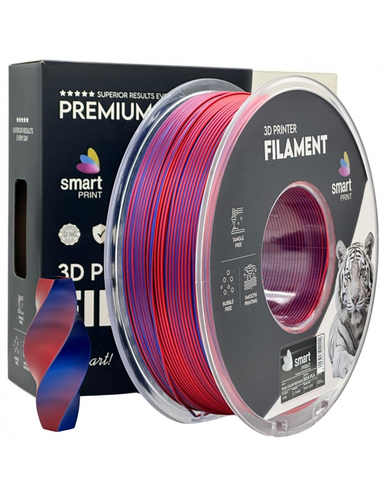 PLA Silk plastikas 1.75mm raudonos ir mėlynos spalvos 1kg 3D spausdinimo filamentas Smart Print – CyborgShop