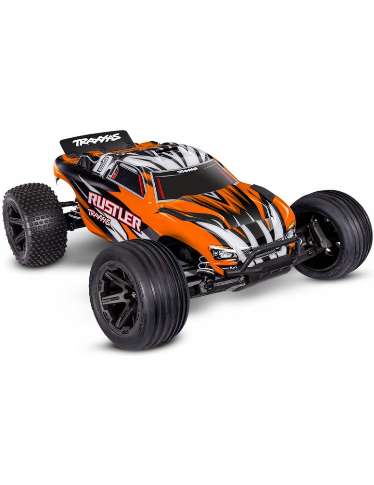 RC modelis Rustler 2WD XL-5 1:10 RTR oranžinės spalvos Traxxas – CyborgShop