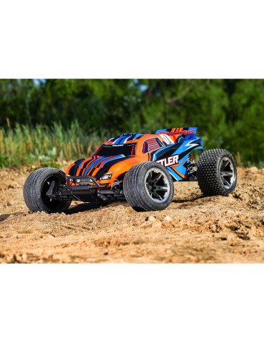 RC modelis Rustler 2WD XL-5 1:10 RTR oranžinės spalvos Traxxas – CyborgShop