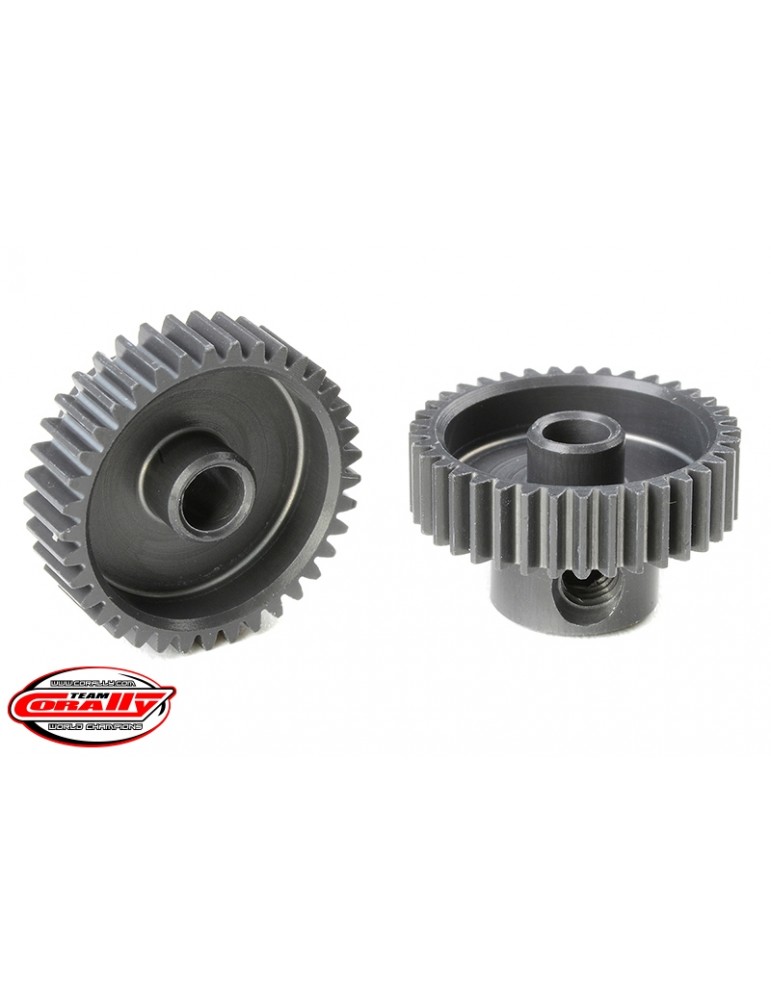 64 DP Pinion - Short - Hard Anodised AL7075 - 37 Teeth - Shaft Dia. 3.17mm