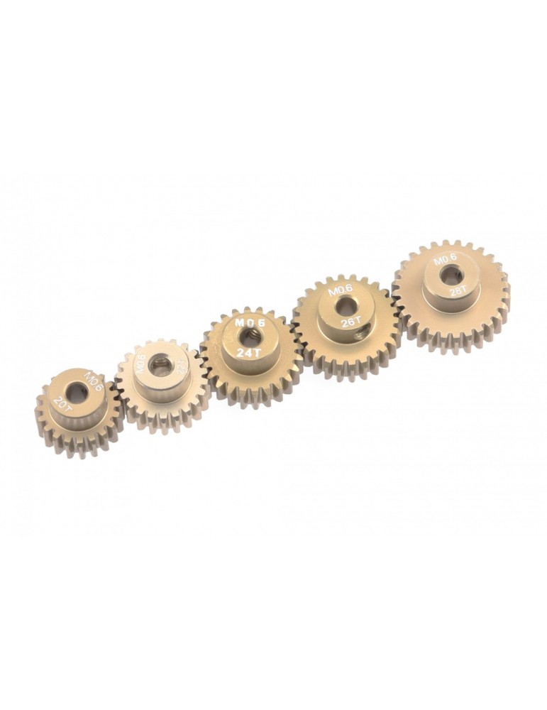 Modul 0.6 Aluminium Pinion 5-Pack Even (20,22,24,26,28T)
