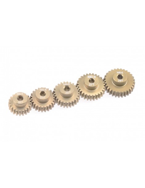 Modul 0.6 Aluminium Pinion 5-Pack Odd (21,23,25,27,29T)