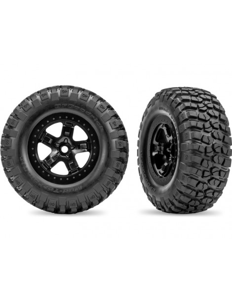 Traxxas Tires & wheels 2.2/3.0", SCT black wheel, BFGoodrich tire (2) (4WD f/r, 2WD r)
