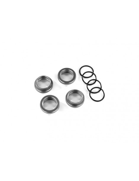 Traxxas Spring retainer (adjuster), gray-anodized aluminum, GT-Maxx shocks (4)