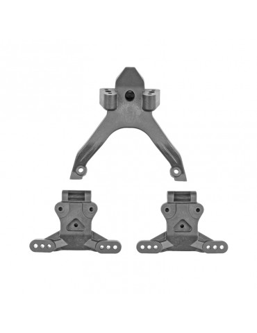 RC10B7.1 FT Top Plate and Ballstud Mounts, Carbon