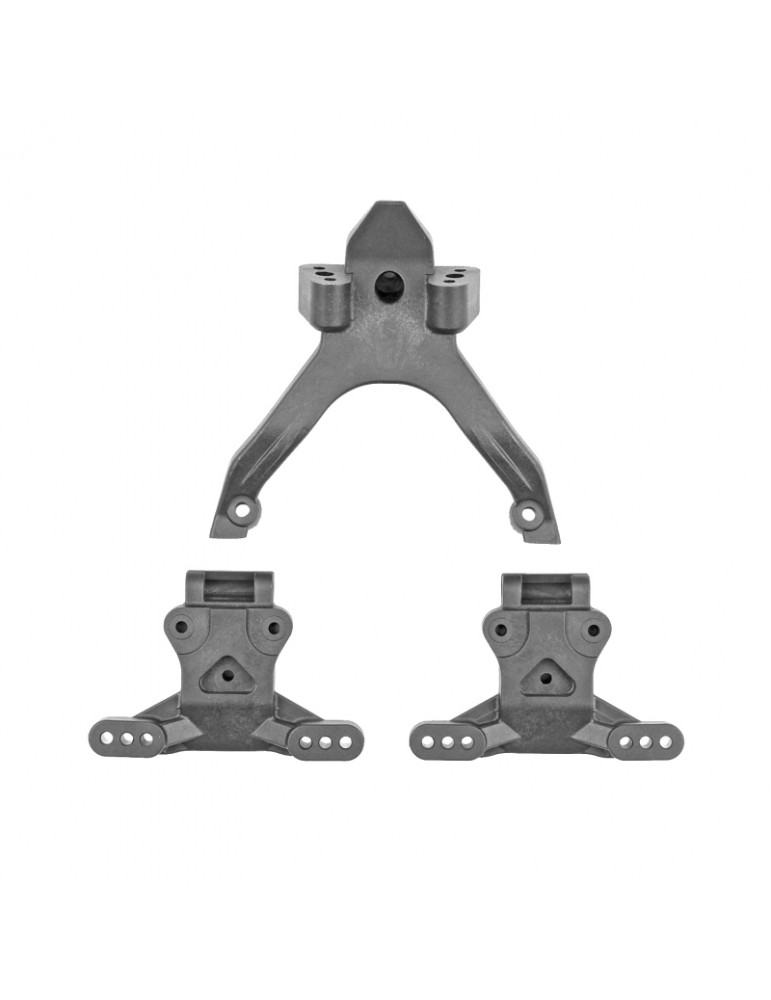 RC10B7.1 FT Top Plate and Ballstud Mounts, Carbon