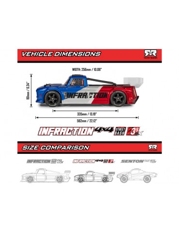 RC street truck Infraction 223S BLX DSC 4X4 RTR mėlynos spalvos 1:8 Arrma – CyborgShop
