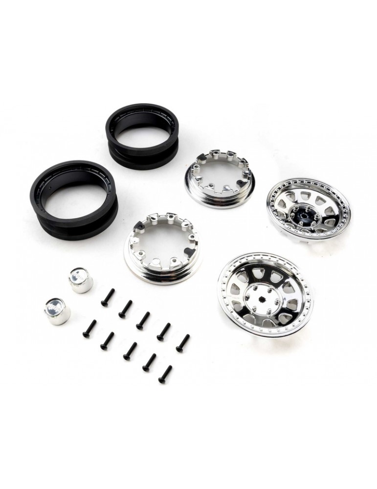Axial 1.9 Raceline Daytona Beadlock Wheels, Chrome (2)
