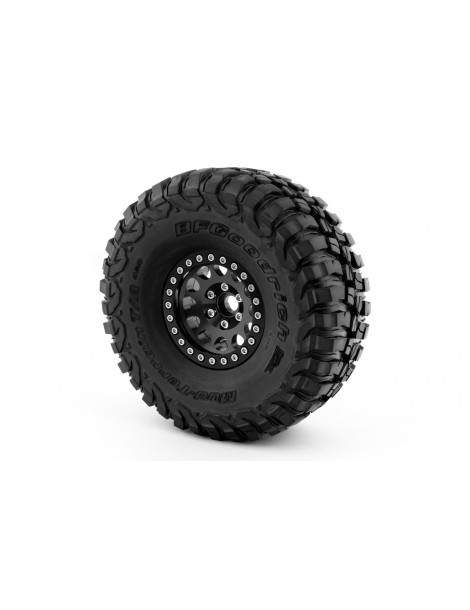 1.9'' Aluminum Beadlock Rims for 1/10 Crawler Black - 2pcs
