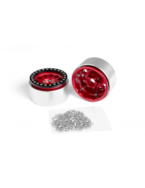 1.9'' Aluminum Beadlock Rims for 1/10 Crawler Red - 2pcs