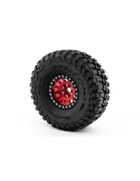 1.9'' Aluminum Beadlock Rims for 1/10 Crawler Red - 2pcs