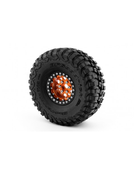 1.9'' Aluminum Beadlock Rims for 1/10 Crawler Orange - 2pcs
