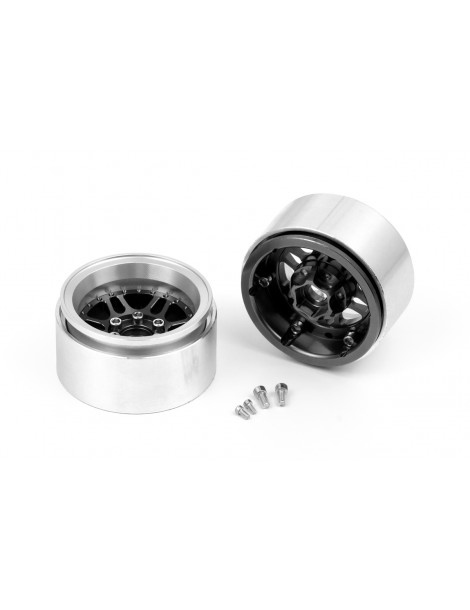 1.9'' Aluminum Beadlock Rims Offset -10 mm for 1/10 Crawler Black - 2pcs