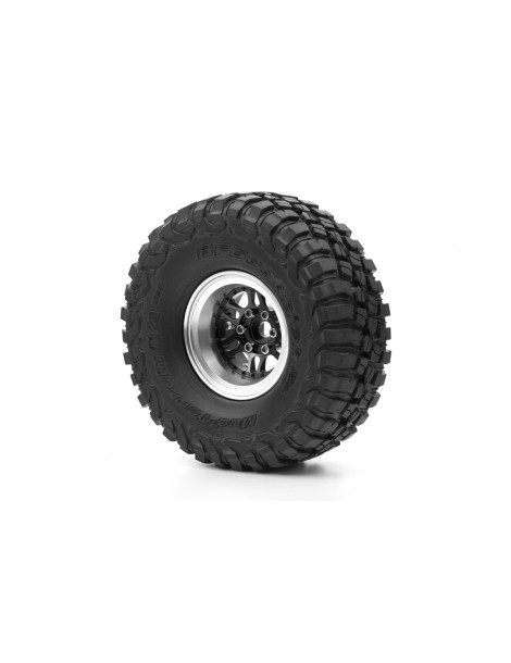 1.9'' Aluminum Beadlock Rims Offset -10 mm for 1/10 Crawler Black - 2pcs