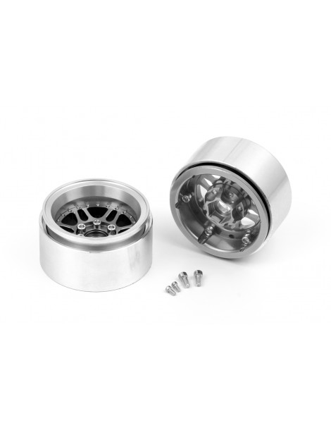 1.9'' Aluminum Beadlock Rims Offset -10 mm for 1/10 Crawler Silver - 2pcs