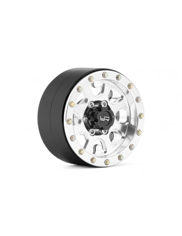 1.9 Aluminum CNC 8 Spoke Beadlock Wheel w/Wheel Hub 2pcs Silver