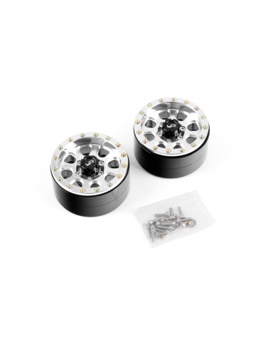 1.9 Aluminum CNC 8 Spoke Beadlock Wheel w/Wheel Hub 2pcs Silver